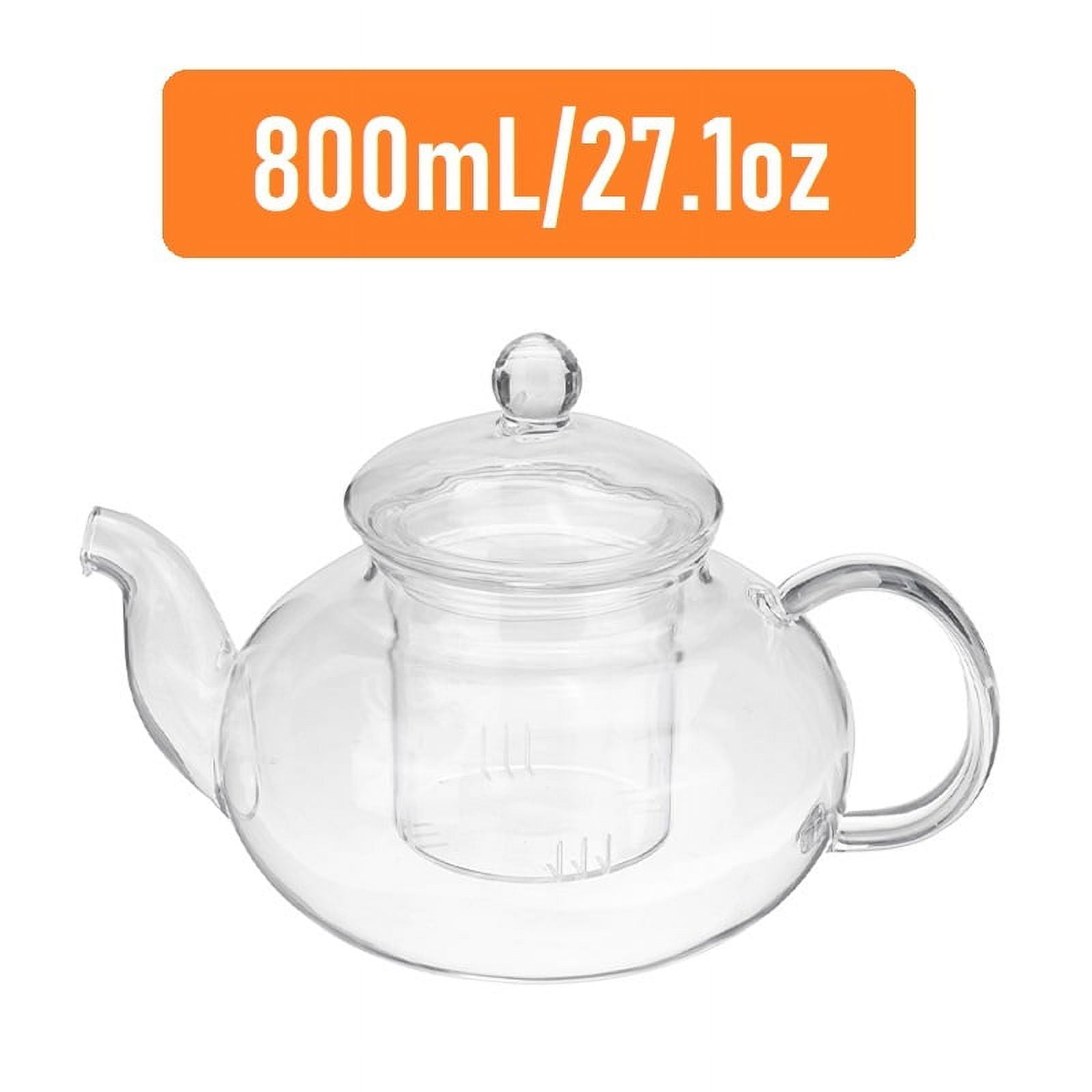 800mL/27.1oz Clear Glass Teapot with Removable Infuser Filter and Lid