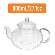 800mL/27.1oz Clear Glass Teapot with Removable Infuser Filter and Lid, Gooseneck Tea Pot Blooming Loose Leaf Tea Kettle