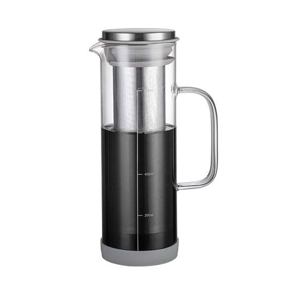 800ml Cold Brew Coffee Maker, High Borosilicate Glass Pitcher with Stainless Steel Filter, Leakproof Iced & Tea Infuser with Handle/Sleeve, System for Home Kitchen