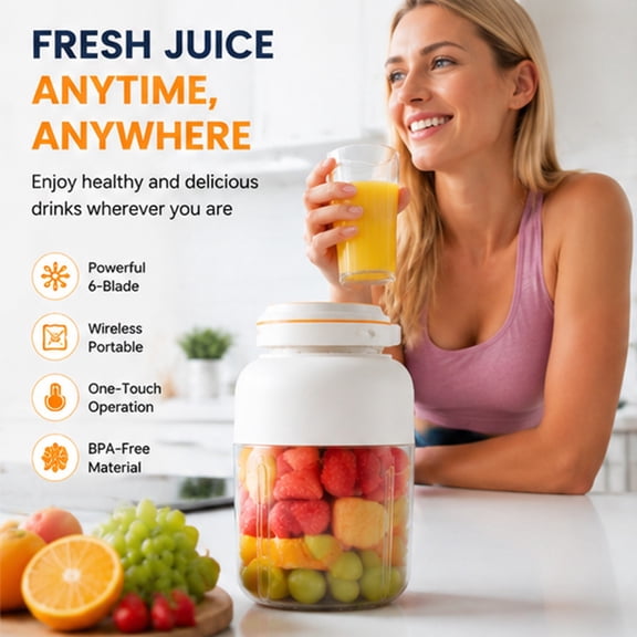 800ml Tritan Portable Blender Cup, Rechargeable 1300mAh Battery Powerful Ice Crusher, Personal Blender for Smoothies Shakes and Fresh Juices-Blue