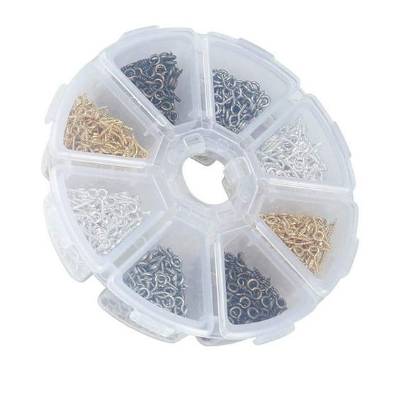 800pcs Assorted Mini Screw Eye s Eyelets Threaded DIY Craft Supplies 4x8mm