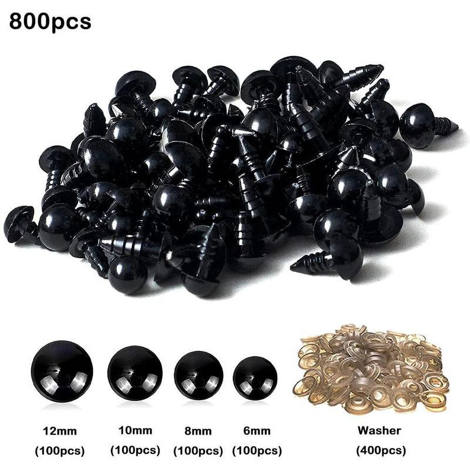 800pcs Plastic Safety Eyes Craft Doll Eyes, Black Safety Eyes