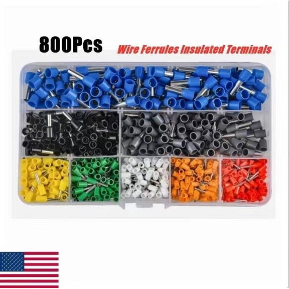 800x Insulated Cord Pin End Terminal Bootlace Ferrules Kit Wire Copper Set