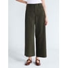 Free Assembly Women's The Larchmont Embroidered Cropped Patch Pocket Pants, 26" Inseam, Sizes XS-4X