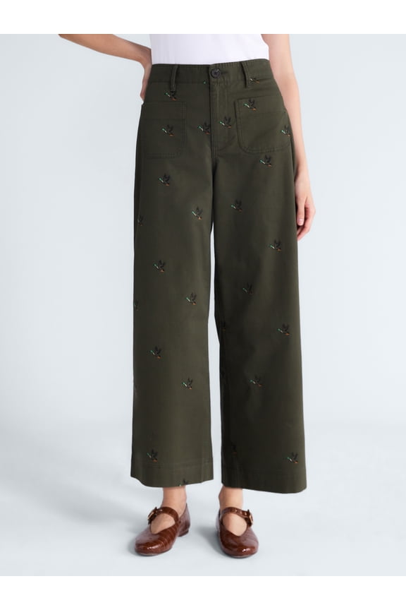 Women's The Larchmont Embroidered Cropped Patch Pocket Pants, 26" Inseam, Sizes XS-4X