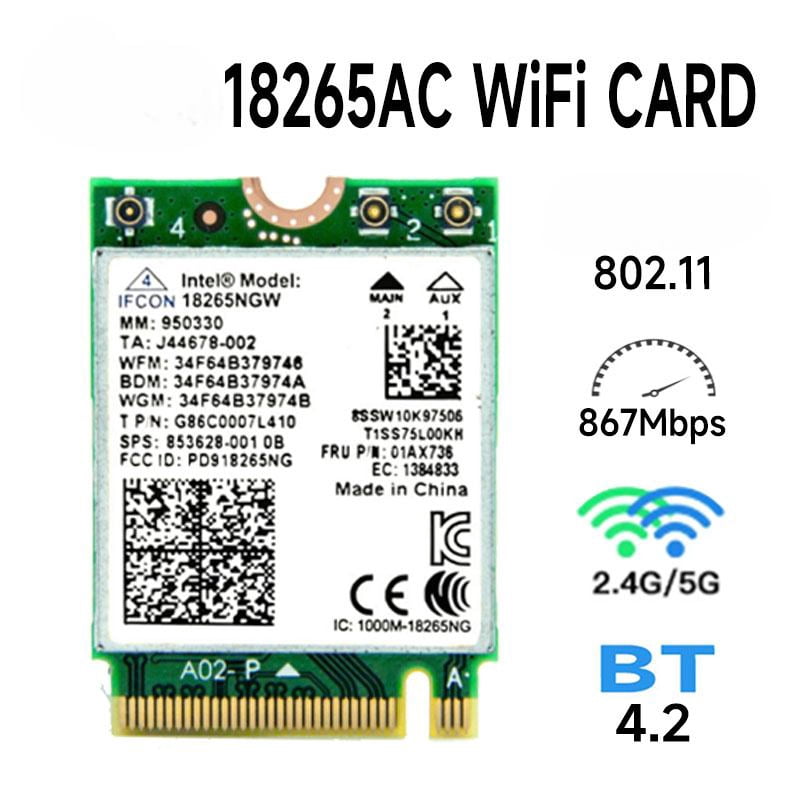 802.11ac Wireless Wlan Mini Wi-Fi Card for Tri-Band Wireless AC 18265 ...