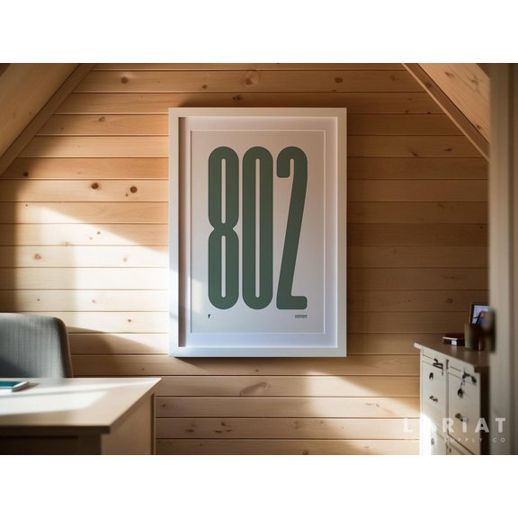 802 Area Code Print Vermont State Artwork Minimalist Modern Print Contemporary Gallery Wall Decor Neutral Home Art
