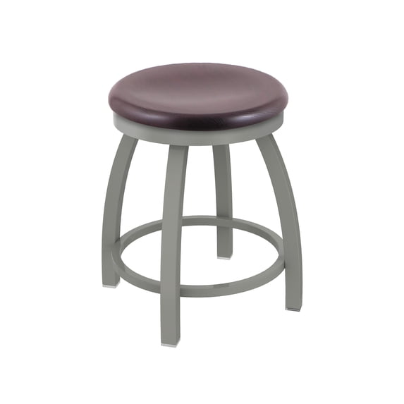 802 Misha 18" Swivel Vanity Stool with Anodized Nickel Finish and Dark Cherry Oak Seat