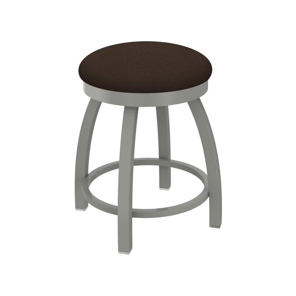 Misha Swivel Barstool Metal Finish: Anodized Nickel, Seat Type: Vinyl - Rein Coffee, Height: 18"