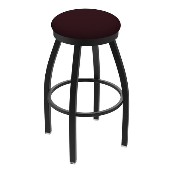 802 Misha 30" Swivel Bar Stool with Black Wrinkle Finish and Canter Bordeaux Seat