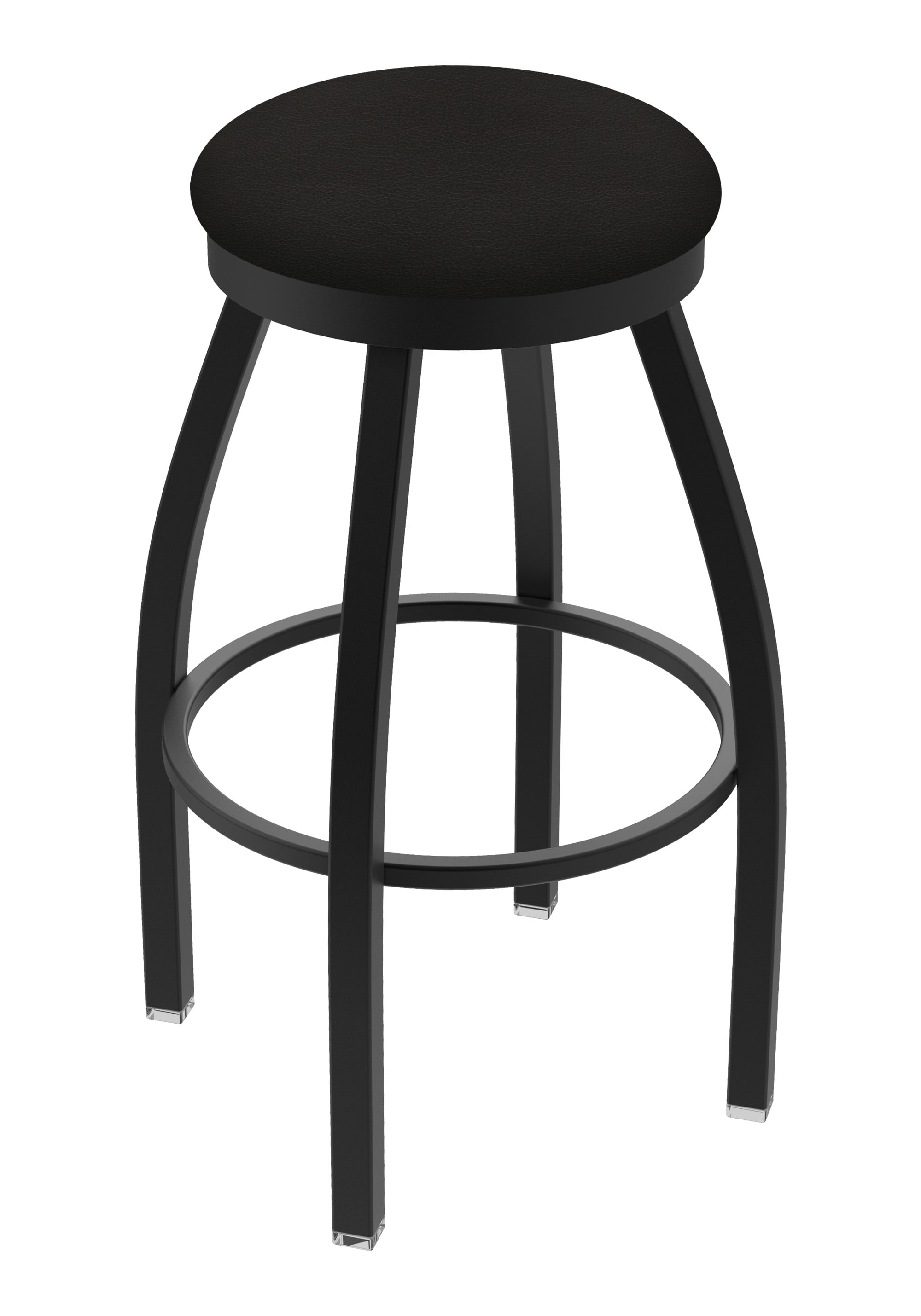 Misha 30" Black Metal Swivel Bar Stool with Espresso Faux Leather Seat