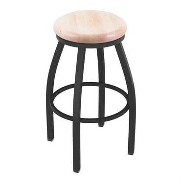 802 Misha 36" Swivel Extra Tall Bar Stool with Pewter Finish and Natural Maple Seat