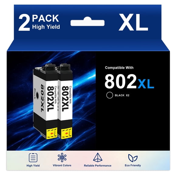 802 XL Ink Cartridge Compatible for Epson 802 802XL Ink Cartridge Workforce Pro WF-4730 WF-4720 WF-4734 Printer (2 Pack)