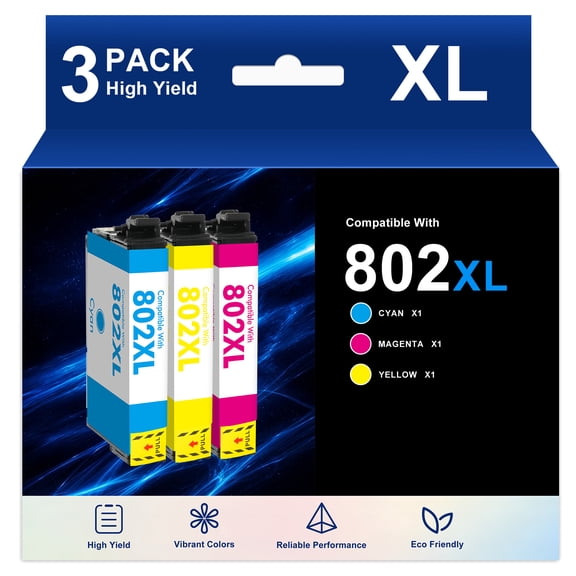 802 XL Ink Cartridge Compatible for Epson 802 802XL Ink Cartridge Workforce Pro WF-4730 WF-4720 WF-4734 Printer (3 Pack)