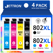 خرطوشة حبر 802 XL لطابعة Epson حبر 802XL متوافق مع طابعة Workforce Pro WF-4734 WF-4740 WF-4730، عبوة من 4 قطع
