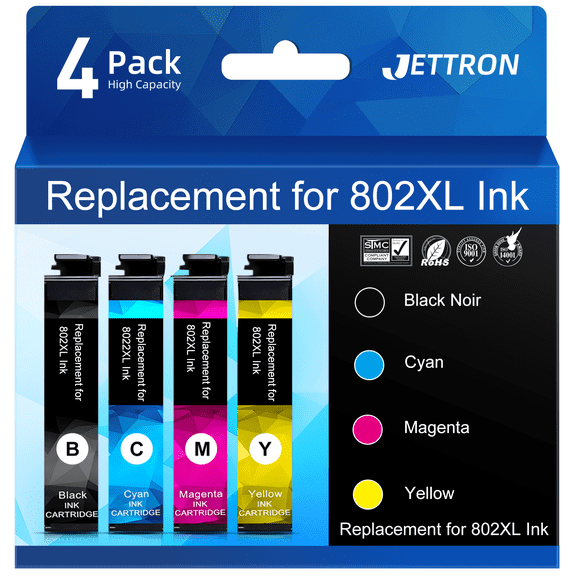 802 XL Ink Cartridge for Epson 802XL Ink  Compatible for Workforce Pro WF-4734 WF-4740 WF-4730 Printer (4 Pack)