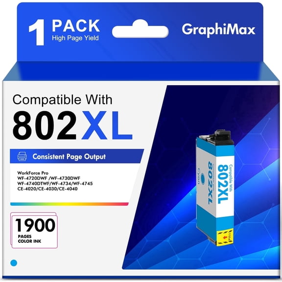 802 XL Ink Cartridge Compatible for Epson ink 802 Ink Cartridge for Epson 802XL Ink Cartridge for Workforce Pro WF-4730 WF-4720 WF-4734 Printer (1 Pack)