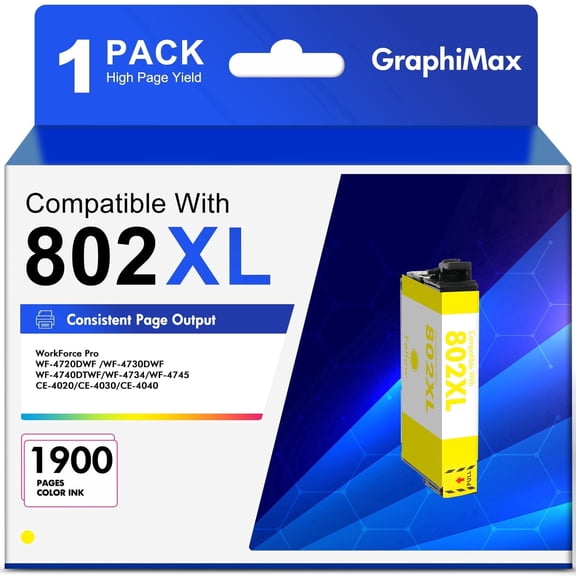 802 XL Ink Cartridge Compatible for Epson ink 802 Ink Cartridge for Epson 802XL Ink Cartridge for Workforce Pro WF-4730 WF-4720 WF-4734 Printer (1 Pack)