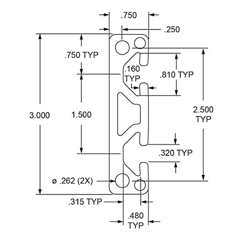 8020, 3075, 15 Series 3" x 0.75" Aluminum Smooth TSlot Extrusion x 89