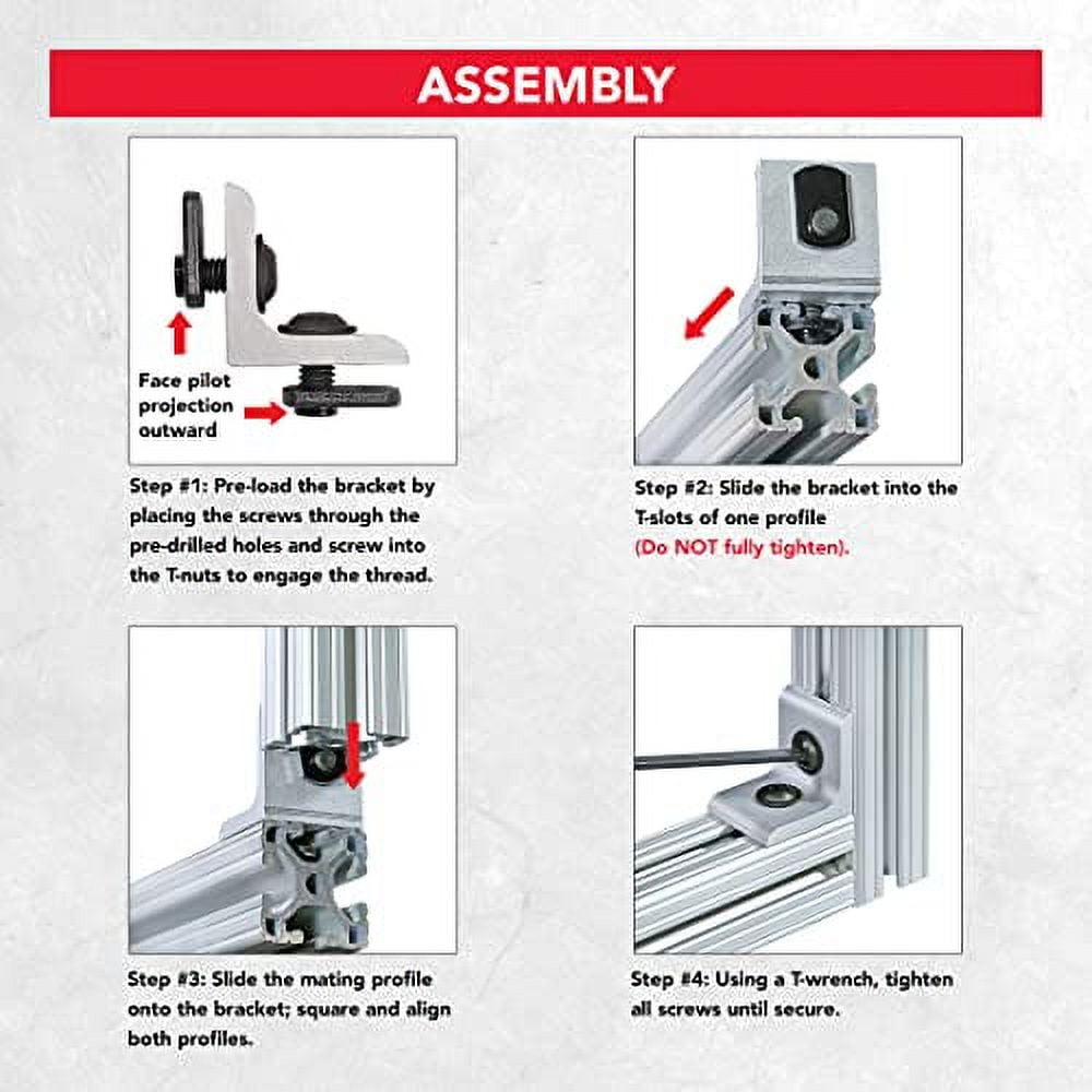 8020, 4119, 10 Series Aluminum 2 Hole Inside Corner Bracket 90 Degree ...