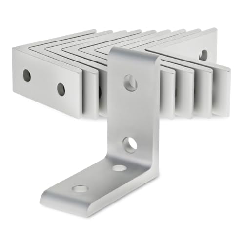 8020, 4301, 15 Series Aluminum 4 Hole Tall Inside Corner Bracket 90 Degree Angle Bracket for 80/20 T Slot Extruded Aluminum Extrusion (Clear Anodize, 10)