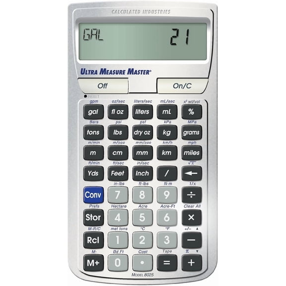 8025 Ultra Measure Master Professional Grade U.S. Standard to Metric Conversion Calculator Tool for Engineers, Architects, Builders, Scientists and Students | 60+ Units Built-in, Silver