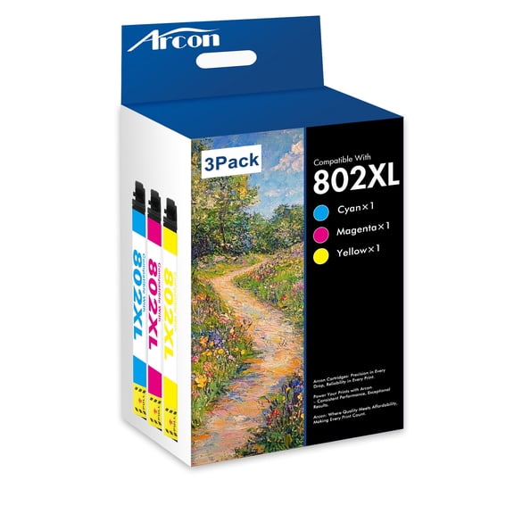802XL Ink Cartridges 3 Pack Compatible for Epson 802XL 802 Color Printer Ink T802 T802XL WorkForce Pro WF-4740 WF-4730 WF-4720 EC-4020 EC-4030 (Cyan, Magenta, Yellow)