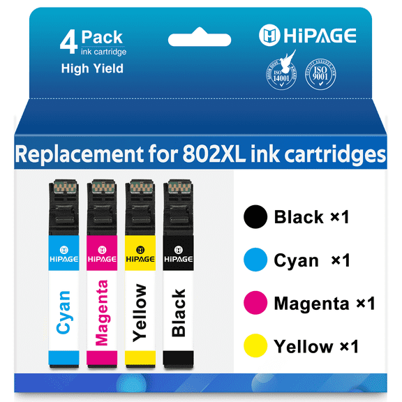802XL Ink Cartridge Replacement for Epson 802 Ink Cartridge Combo Pack for Epson Ink 802 (4 Pack)