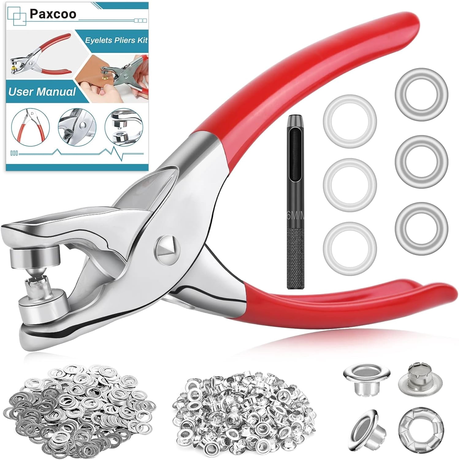 803-piece rivet tool set 6mm 1/4-inch (hole size) rivet set, including 400 rivets, 400 washers and rivet pliers, suitable for leather/belts/shoes/handicrafts