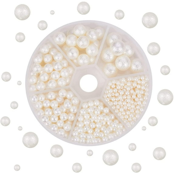 804 Pieces 6 Sizes No Holes/Undrilled Imitated Pearl Beads for Vase Fillers Wedding Party Home Decoration Ivory(3mm 4mm 5mm 6mm8mm 10mm)