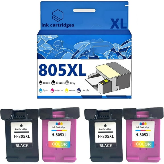 805 805XL Ink Cartridges Compatible for HP 2720 2722 2723 2330 1212 1210 2332 2729 Inkjet Printers, Leak-Proof Design Crisp Printing