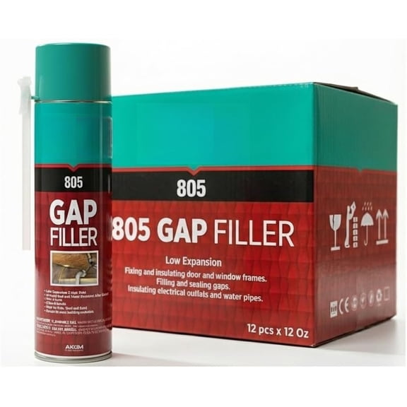 805 Gap Filler Polyurethane Expanding Sealant (12x12 Oz.)- Gaps and Cracks Insulation Can, Sealant with Straw for Window and Door | 12 Oz. 12 Pack