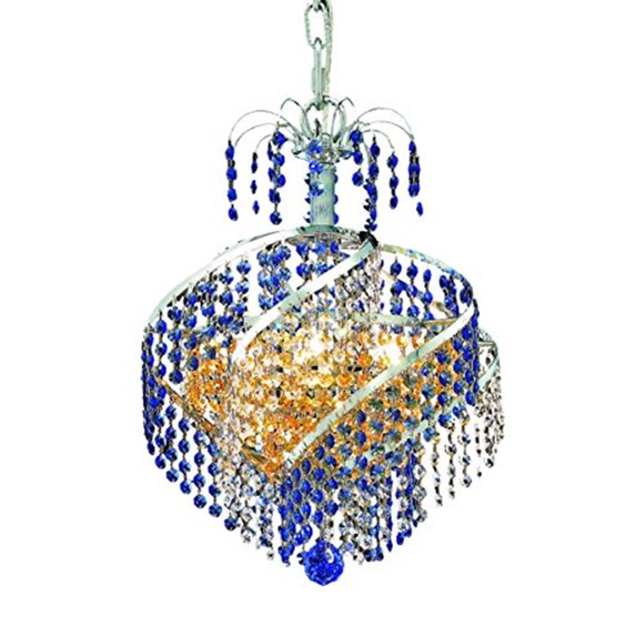 8053 Spiral Collection Hanging Fixture D14in H16in Lt:3 Chrome Finish (Royal Cut Crystals)-Finish:Chrome