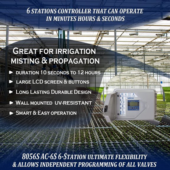 8056S AC-6S 6-Station Smart Irrigation Controller with LCD Display for Indoor Outdoor Garden Watering System