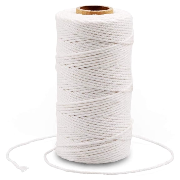White String, Cotton Bakers Twine, 328 Feet 2MM Natural White Cotton String for Crafts, Gift Wrapping Twine, Home Decor, Gift Packaging