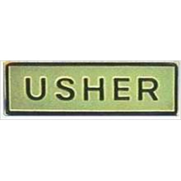 80641 Badge Usher Magnetic Gold Metal 0.87 x 2.12