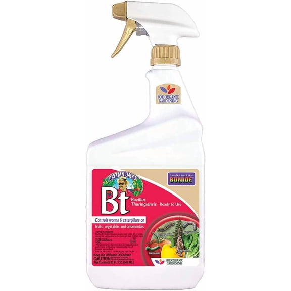 8066 Captain Jack's Bacillus Thuringiensis BT Organic Worm & Caterpillar Control, 32 oz. Ready-to-Us - Quantity 1