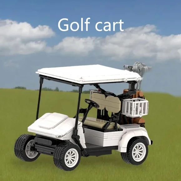 807/pcs Building Blocks Golf Cart Model Easy Operation Pullback Action Simulation Vehicle Model for Children Holiday Gift