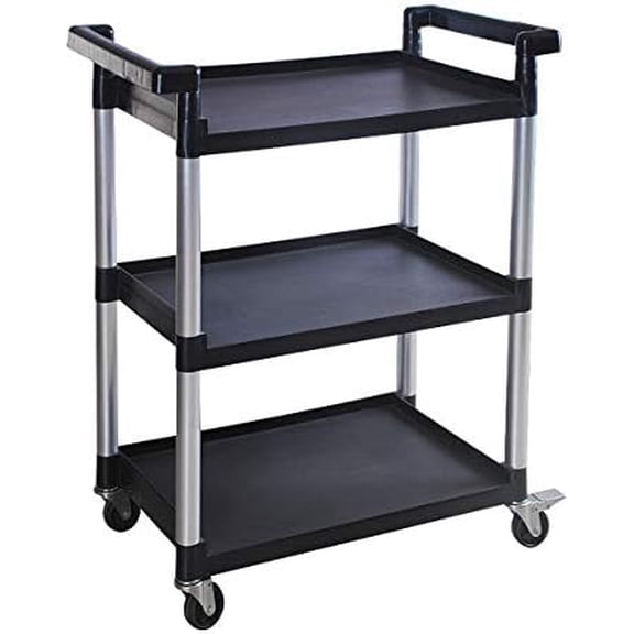 80774 3-Shelf Utility Plastic Cart with Wheels-225 Lbs Maximum Capacity , Black