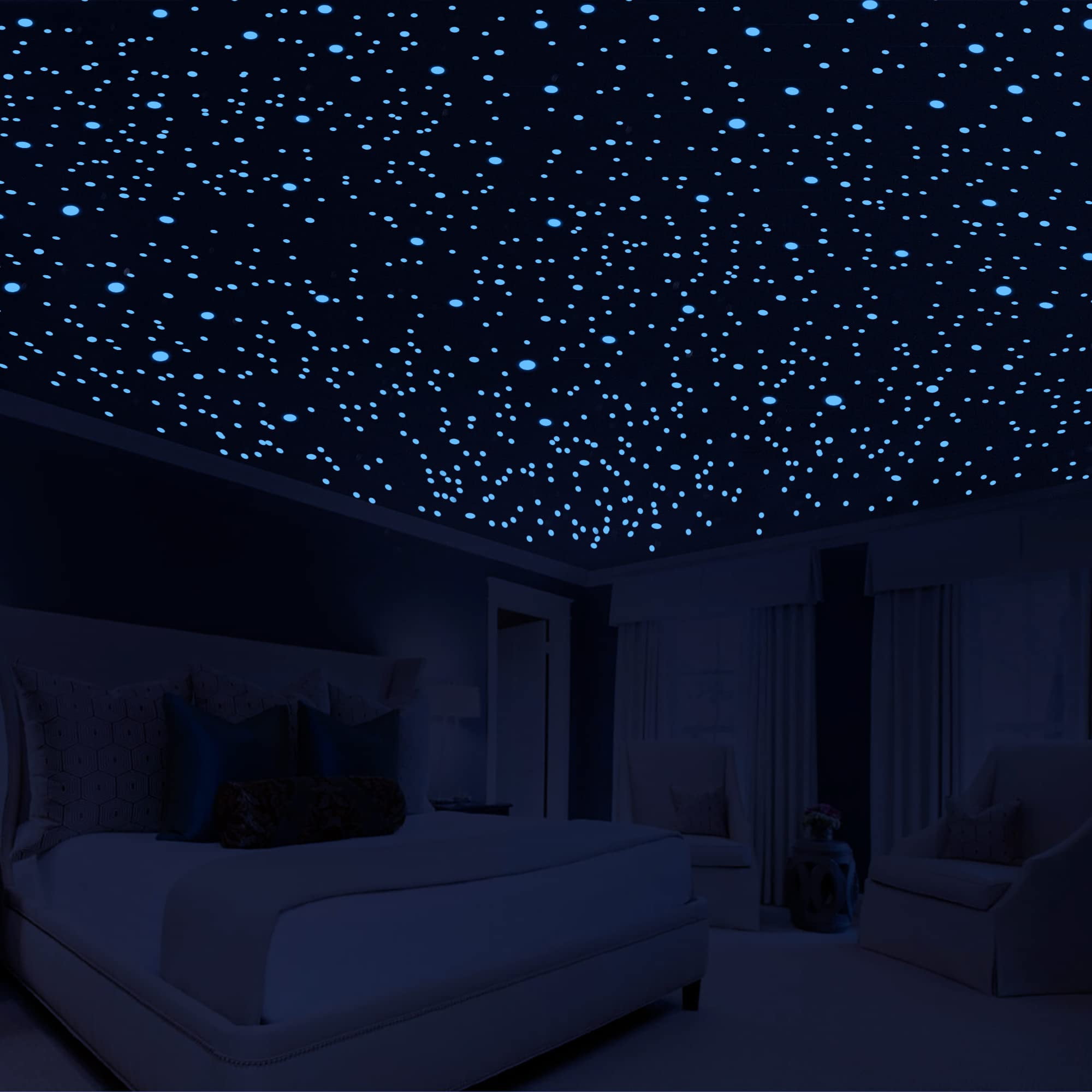 Neasyth Glow in The Dark Stars for Ceiling, 808 PCS Glowing Wall Decals 3D Adhesive Dots Starry Sky Decor for Kids Bedroom Gift