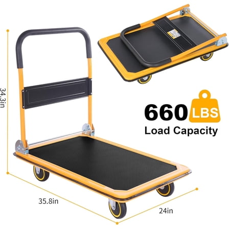 80877- Foldable Platform Truck Push Dolly 660 lb. Weight Capacity