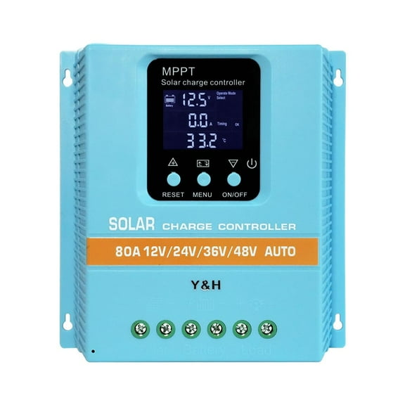 80A MPPT Solar Charge Controller 12V/24V/36V/48V, 100V Max Input, LCD Display, Dual USB, for Lead-Acid/Lithium Batteries, Overcharge Protection, Weatherproof