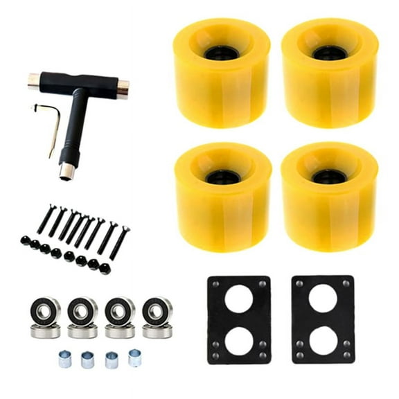 80A Skateboard Wheels Replacement with Bearings Longboard PU Wheels Cruiser Wheels Street Upgrade Replacement, Yellow,Yellow