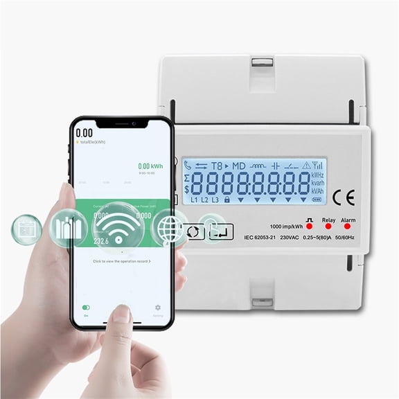 80A Smart Energy Meter Tuya Rail Switch Single Phase 2 Wire RS485 Electricity Consumption Statistics ,Safe and Easy