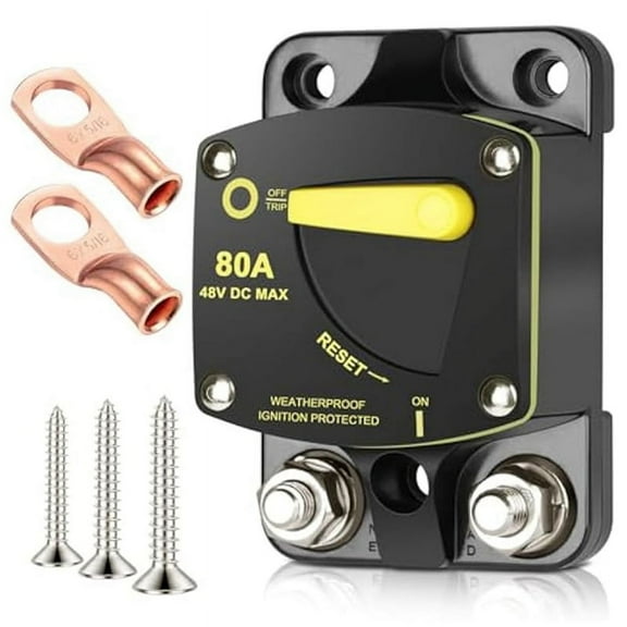 80Amp Circuit Breaker Fuse W/Manual Reset Switch for RV Car Audio Marine Boat Trolling Motor Audio Battery Solar System,Photo Color