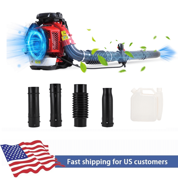 80CC 4.8 HP 2-Stroke Backpack Gas Powered Leaf Blower, High Strength Snow Blower, Grass Lawn Blower Air Cooling Gasoline Backpack Grass Blower with Single-Cylinder Air-Cooled for Gutter,Garden,Yard