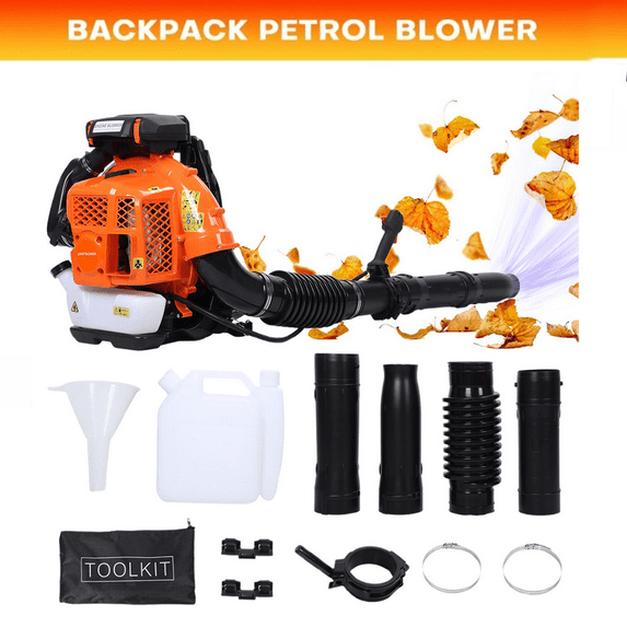 80CC Backpack Gas Leaf Blower, 2-Stroke Gas Powered Backpack Blower with Fuel Tank, 900 CFM Air Volume 206 MPH Speed, Ideal for Lawn Care