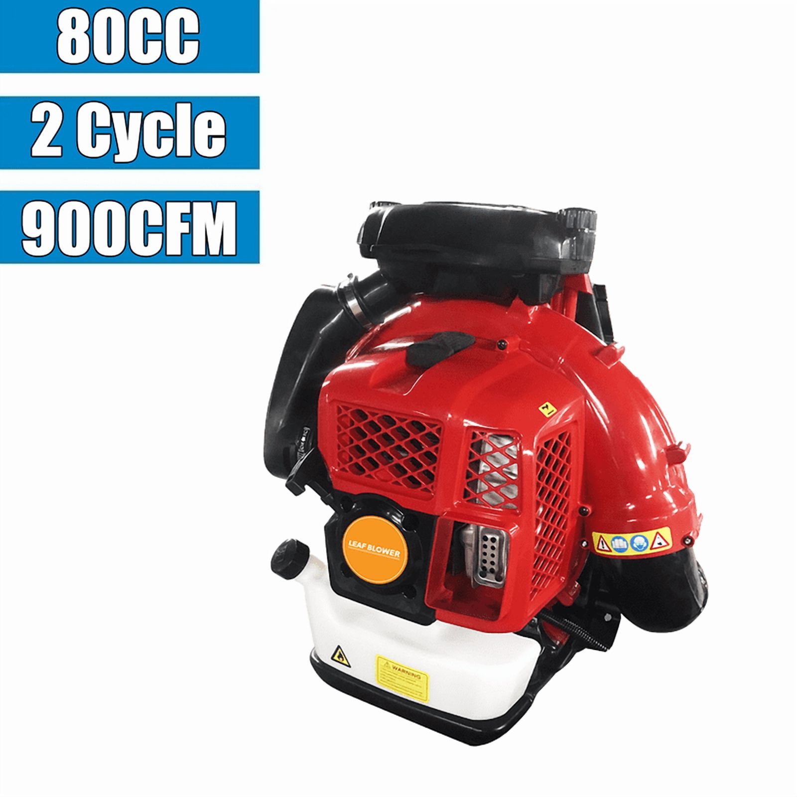 80CC Backpack Gas Powered Leaf Blower, Commercial 900 CFM 4.8 HP 2 Cycle Powerful Lightweight Gasoline Grass Lawn Blower with Harness Air-Cooled & Fuel Tank for Yard Lawn Care, Snow Removal