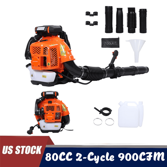80CC Backpack Leaf Blower – Gas Powered 4.8 HP 2 Stroke 900 CFM 206 MPH High Airflow, Ergonomic Design, Low Vibration, and Cruise Control, Leaf Blower for Lawn Care