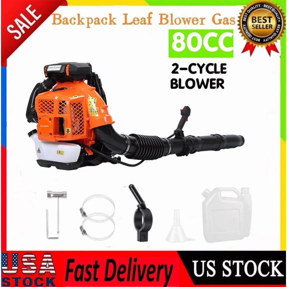 80CC Gas Backpack Leaf Blower – 4.8HP 2-Cycle Gas Leaf Blower, 900CFM High-Velocity, 206MPH High Airflow, Powerful Clearing Performance and Ergonomic Harness System